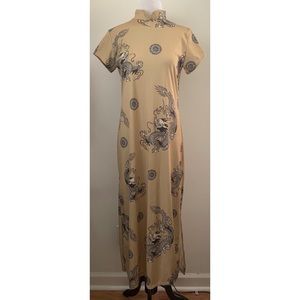 Maxi Temptations Beige Dragon Print Dress